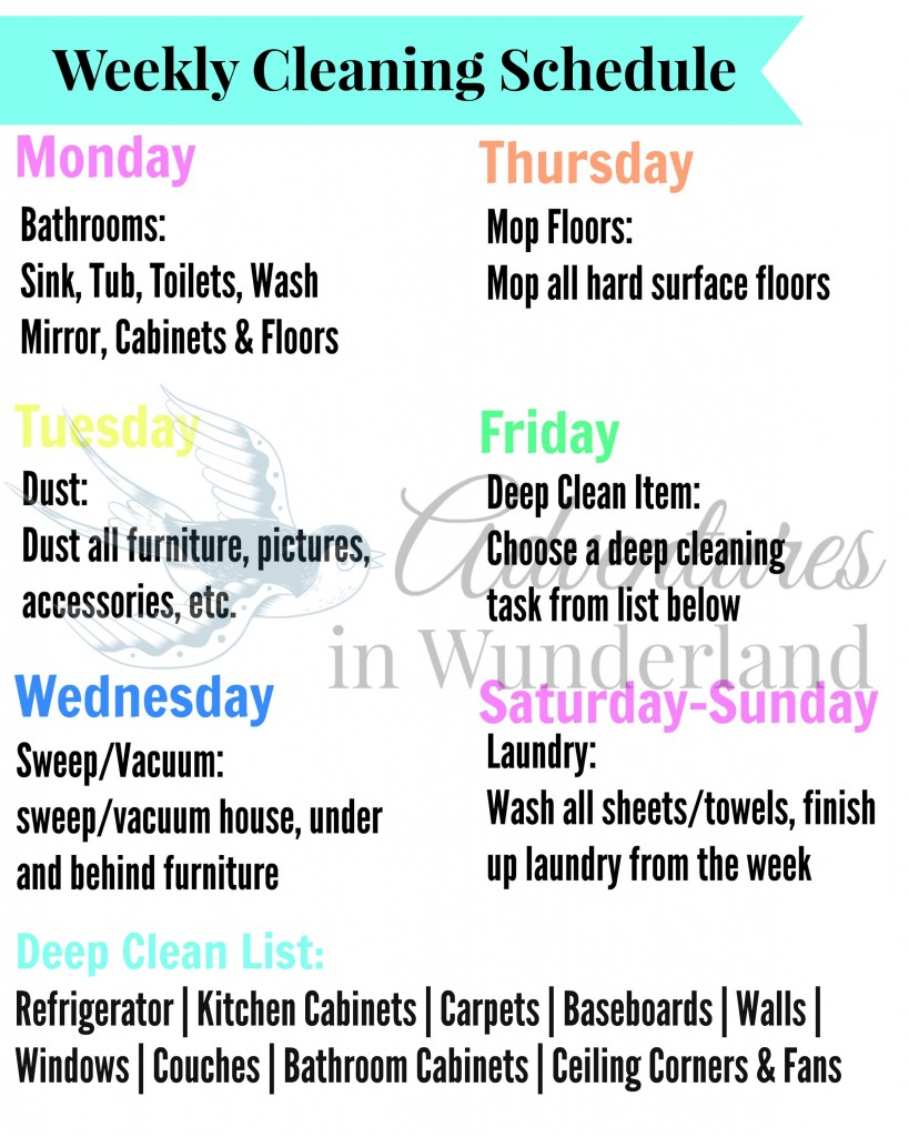 Using a Weekly Cleaning Schedule to Stay On Track