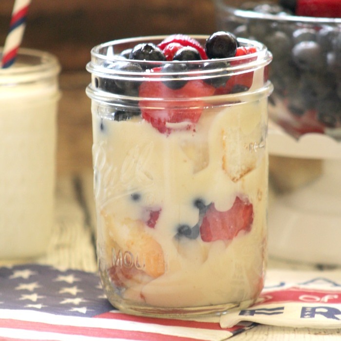 Red, White, and Blueberry Trifle with Homemade Vanilla Pudding