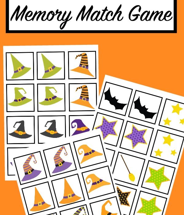 Witch Hat Halloween Memory Match Printable Game