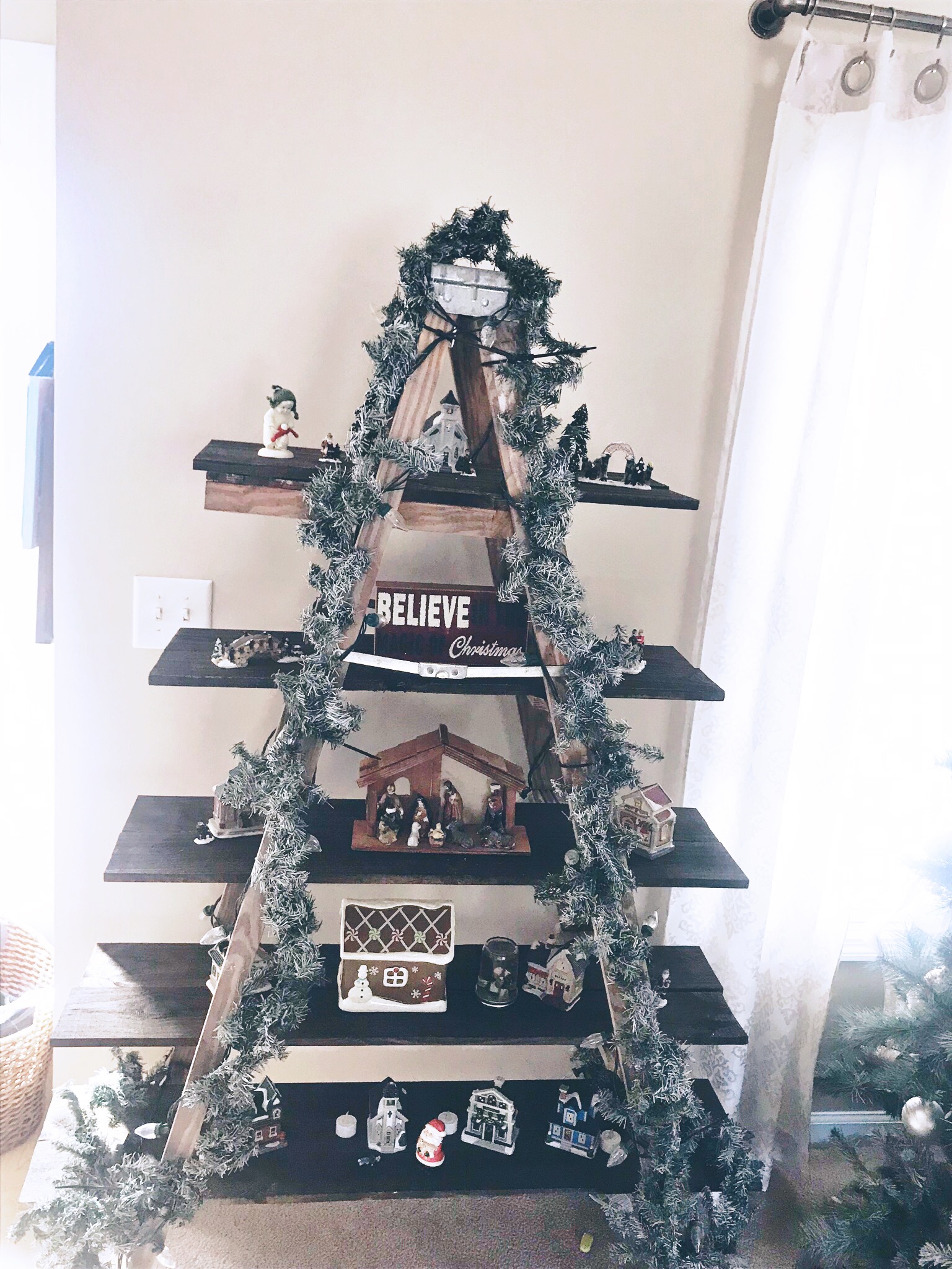 farmhouse christmas ladder tree