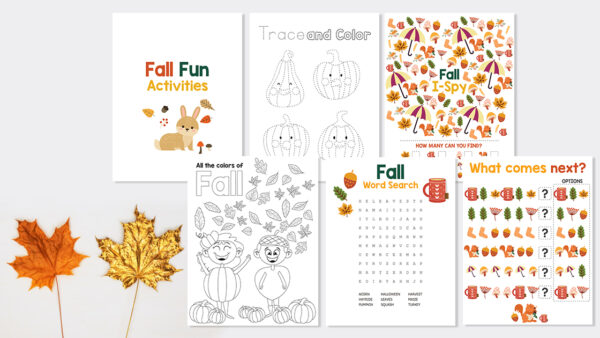Fall printable kids activity pack