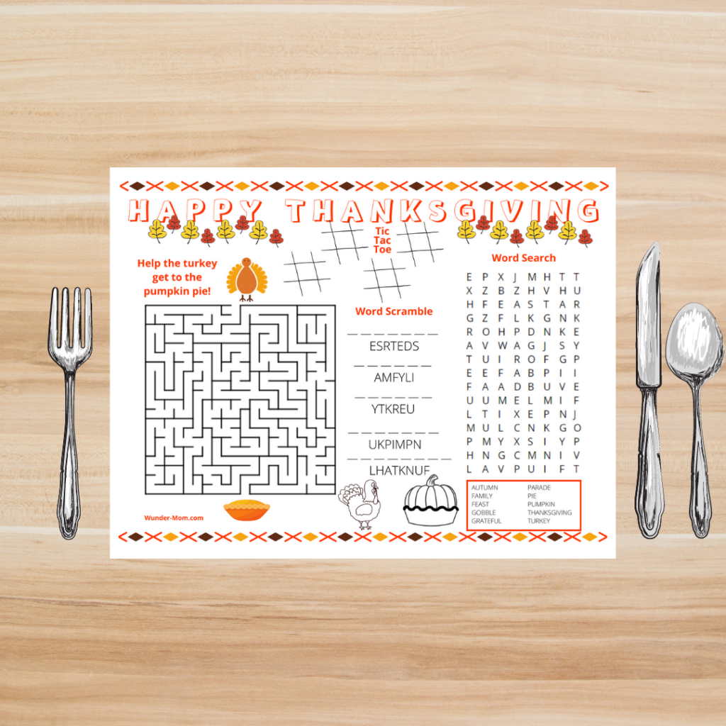 printable thanksgiving activity mat