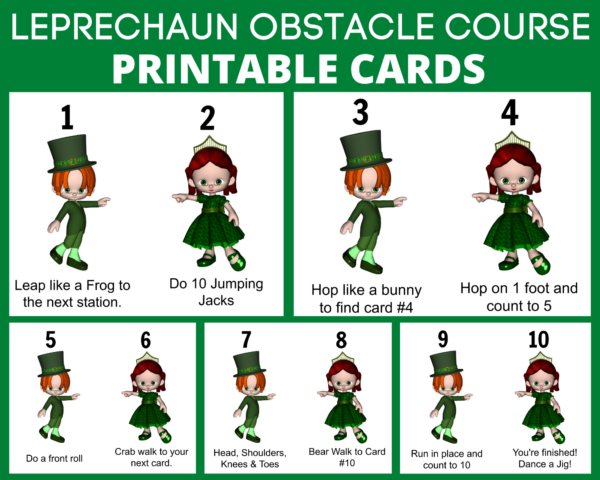 leprechaun obstacle course printable cards